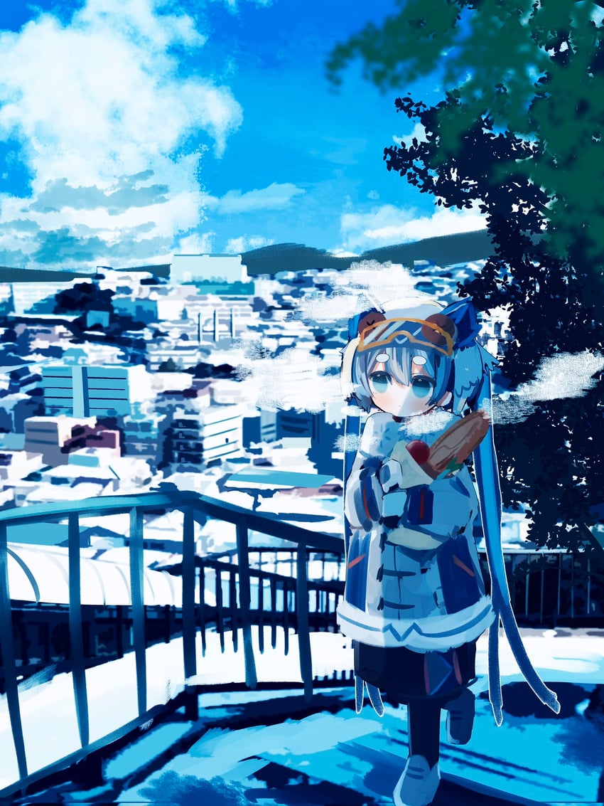 hatsune miku and yuki miku (vocaloid) drawn by syare_0603