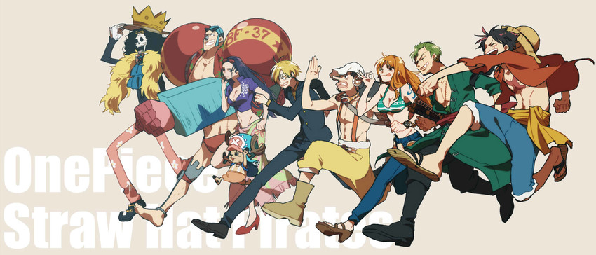 nami, monkey d. luffy, nico robin, roronoa zoro, sanji, and 4 more (one piece) drawn by minoru_(3136833)