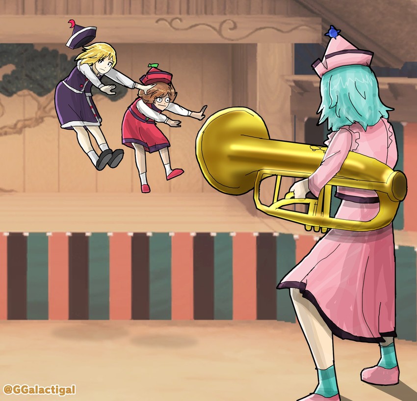 lunasa prismriver, lyrica prismriver, and merlin prismriver (touhou) drawn by ggalactigal