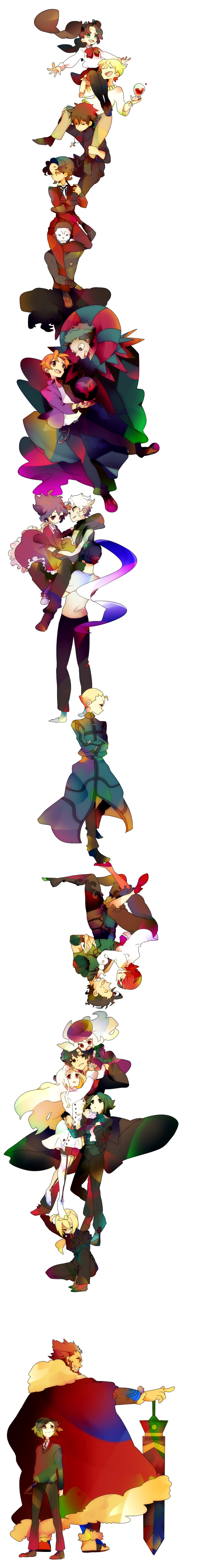 artoria pendragon, saber, tohsaka rin, matou sakura, kotomine kirei, and 13 more (fate and 2 more) drawn by chokota