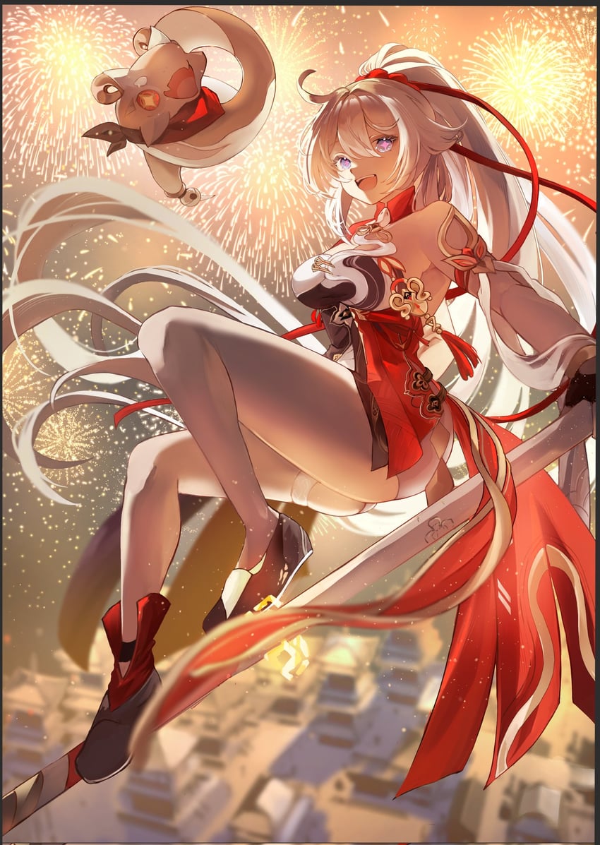 kiana kaslana and rice cake (honkai and 1 more) drawn by mofumanju