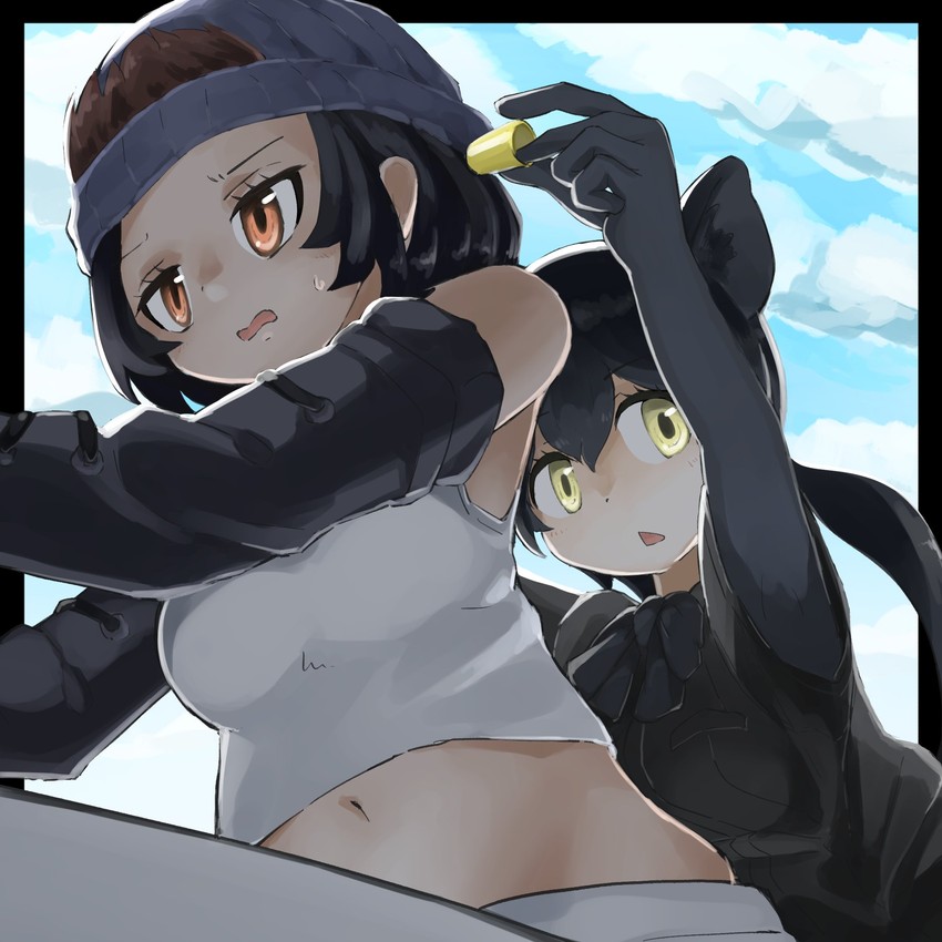 black leopard and western lowland gorilla (kemono friends) drawn by iwa_(iwafish)
