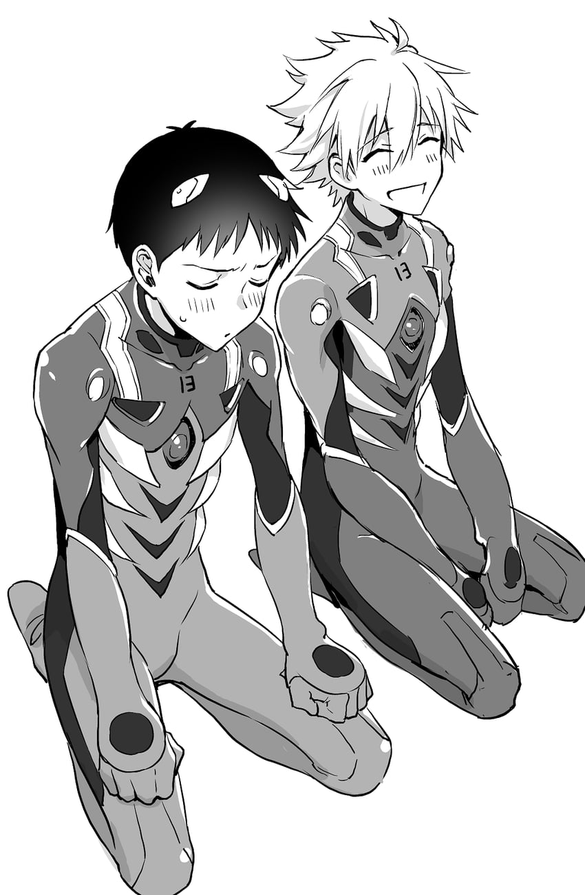 ikari shinji and nagisa kaworu (neon genesis evangelion) drawn by d-class_personnel