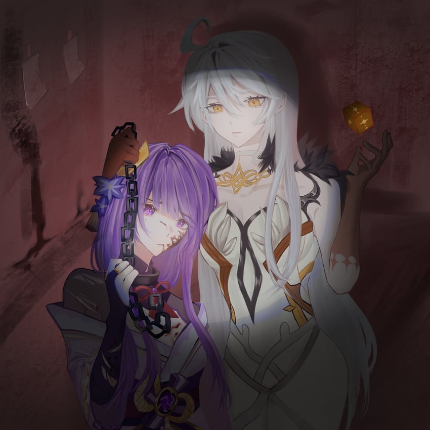 raiden shogun and unknown god (genshin impact) drawn by 4120003209