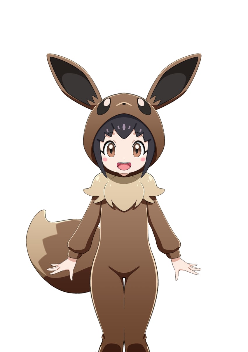 eevee and poke kid (pokemon and 1 more) drawn by ika_daishougun