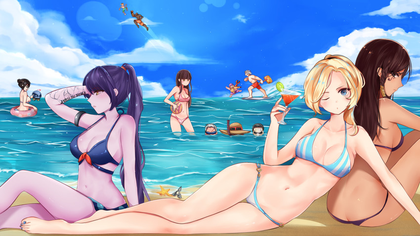 d.va, mercy, mei, widowmaker, pharah, and 11 more (overwatch and 1 more) drawn by chu_(huaha1320)