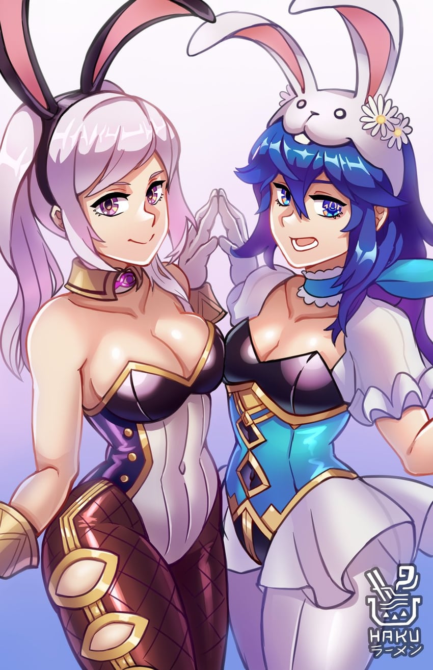 lucina and female robin (fire emblem and 2 more) drawn by hakuramen