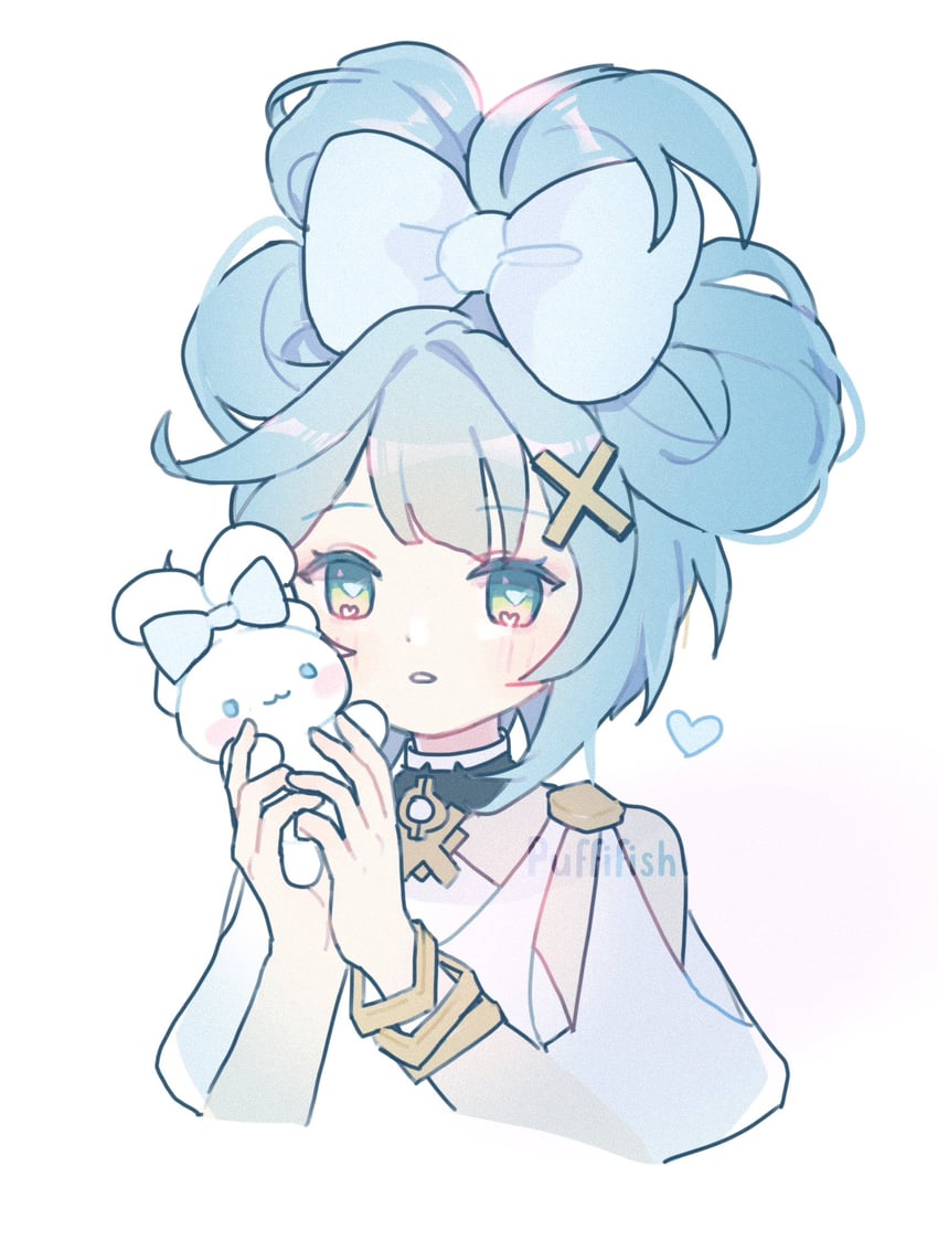 cinnamoroll and faruzan (genshin impact and 2 more) drawn by puffifish