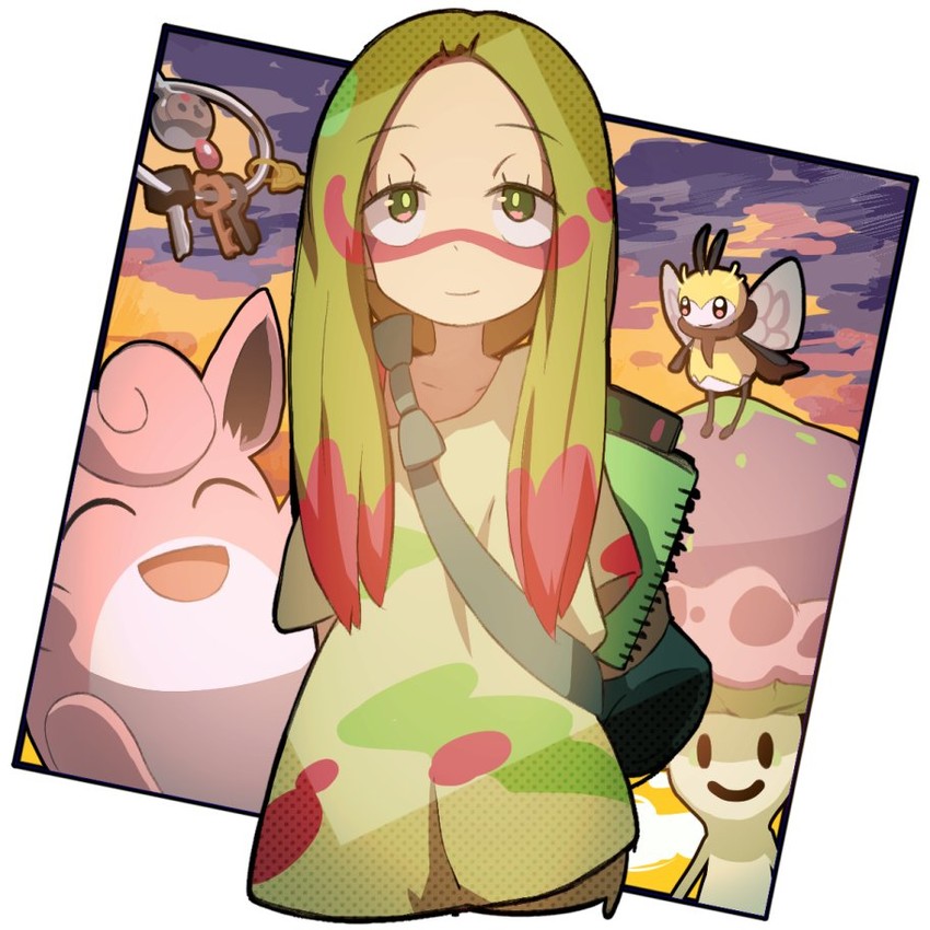 ribombee, wigglytuff, mina, klefki, and shiinotic (pokemon and 1 more) drawn by amakoke