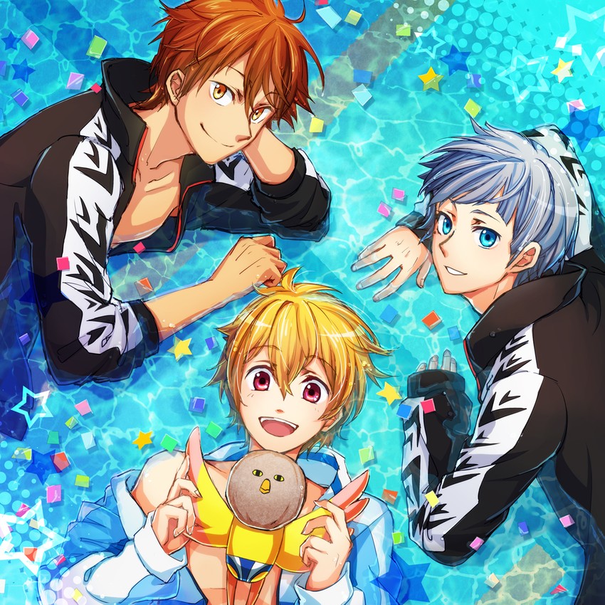 hazuki nagisa, nitori aiichirou, mikoshiba momotarou, and iwatobi-chan (free!) drawn by tierra818