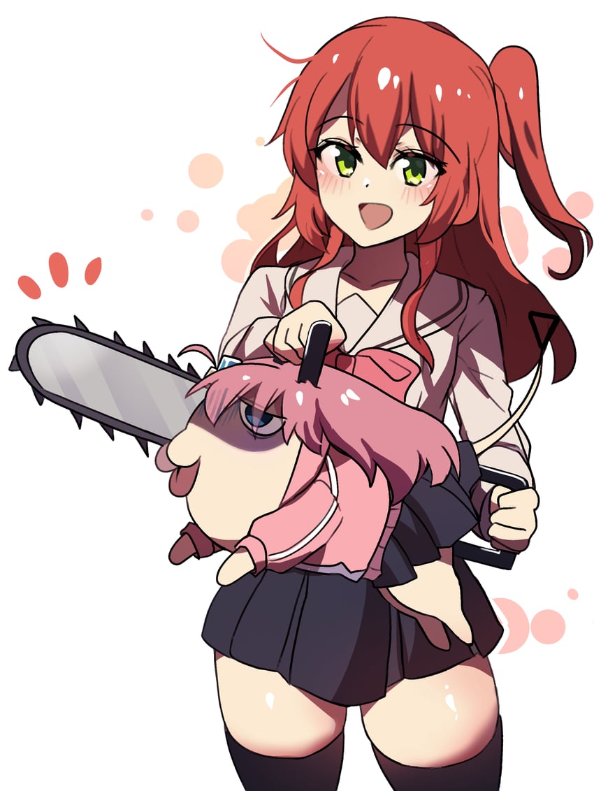 gotoh hitori, kita ikuyo, and pochita (chainsaw man and 1 more) drawn by hinghoi