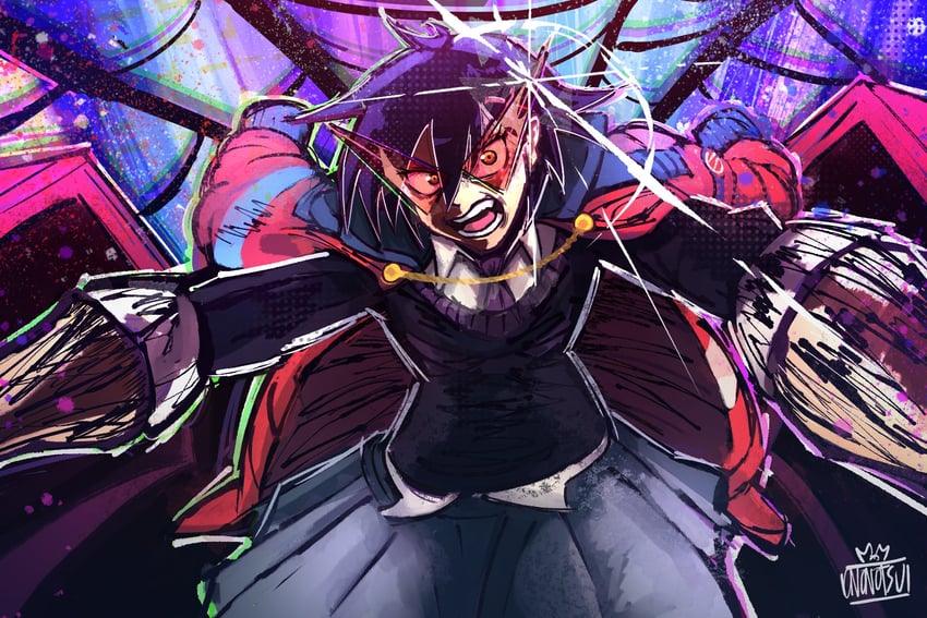 kamina, peni parker, sp//dr, and tengen toppa gurren-lagann (marvel and 4 more) drawn by ononotsu