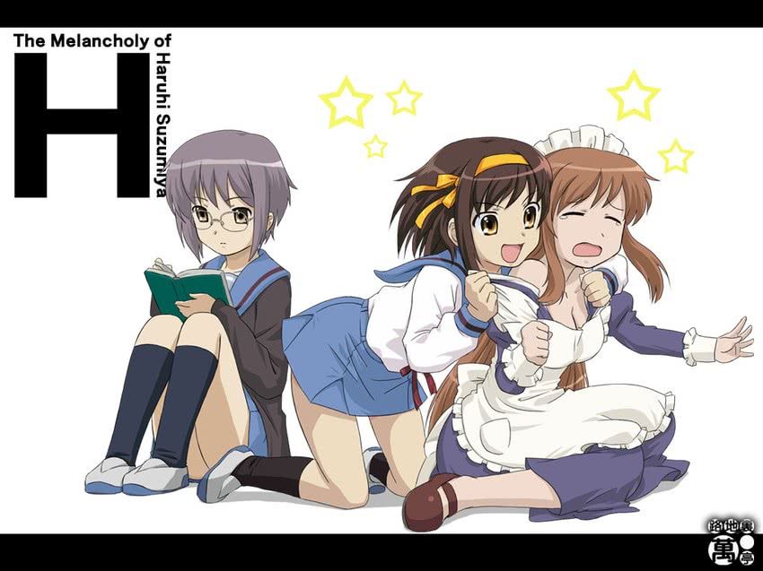 suzumiya haruhi, nagato yuki, and asahina mikuru (suzumiya haruhi no yuuutsu) drawn by nagian