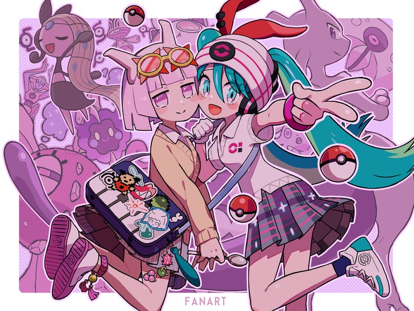 hatsune miku, mewtwo, cosmog, espurr, meloetta, and 14 more (pokemon and 4 more) drawn by hidane_nico