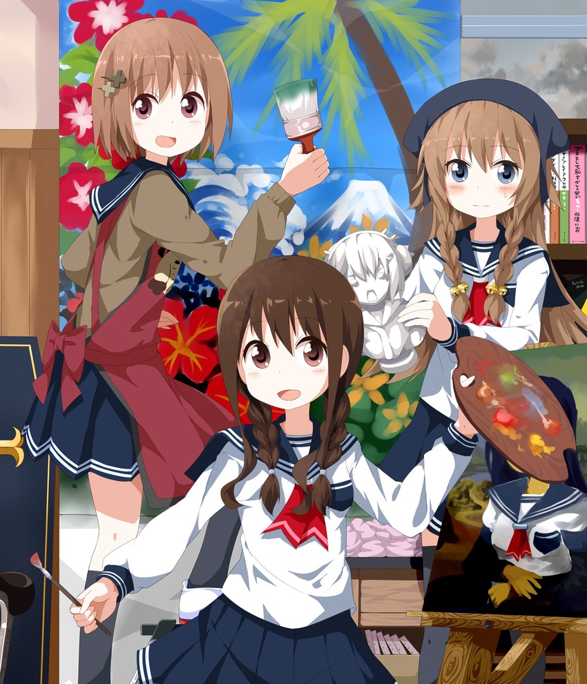 kobayakawa naru, kirishima rin, takahashi nene, hanamura kaori, and fujino ayako (mona lisa and 1 more) drawn by ruu_(tksymkw)