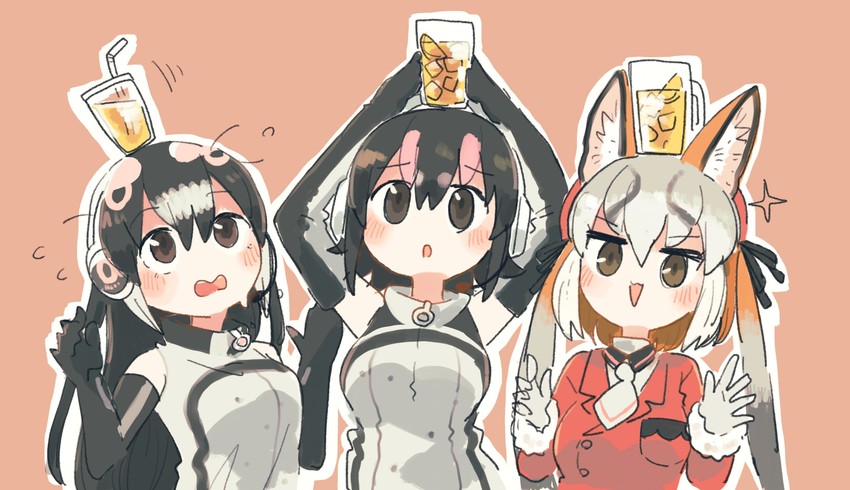 island fox, humboldt penguin, and african penguin (kemono friends and 1 more) drawn by hasu_(zatsugami)