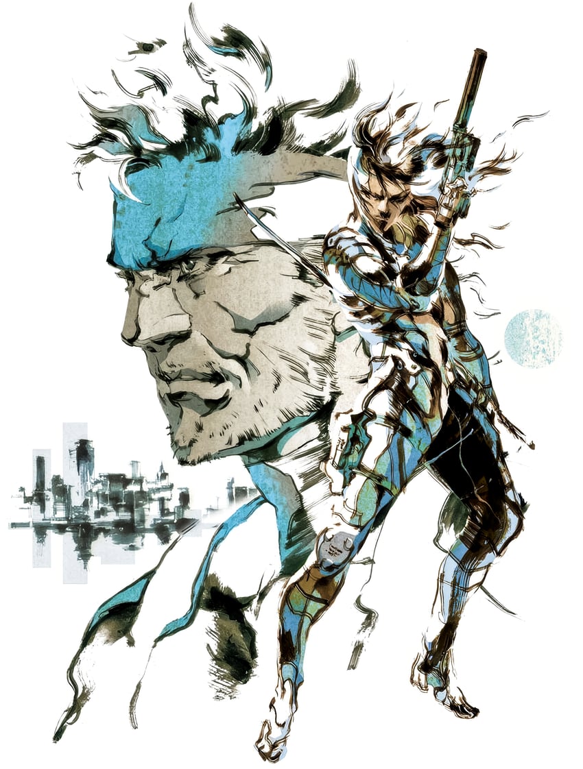solid snake and raiden (metal gear and 1 more) drawn by shinkawa_youji