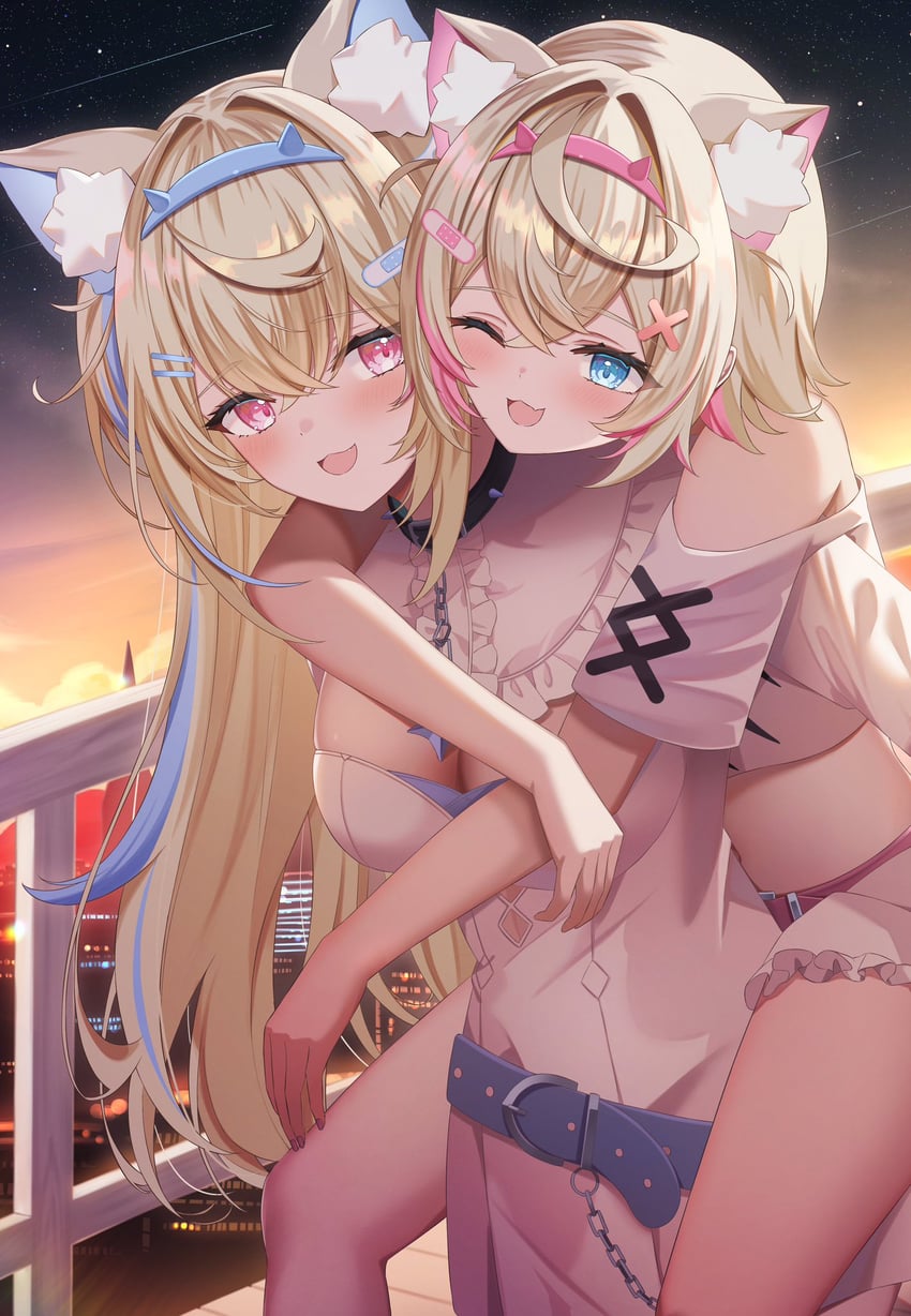 fuwawa abyssgard and mococo abyssgard (hololive and 1 more) drawn by matsumoto_yuu