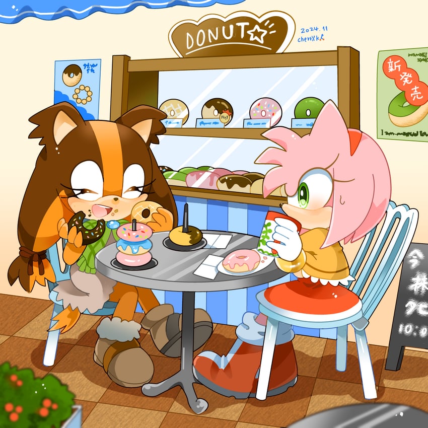 amy rose and sticks the badger (sonic and 1 more) drawn by kusunoki_cherry
