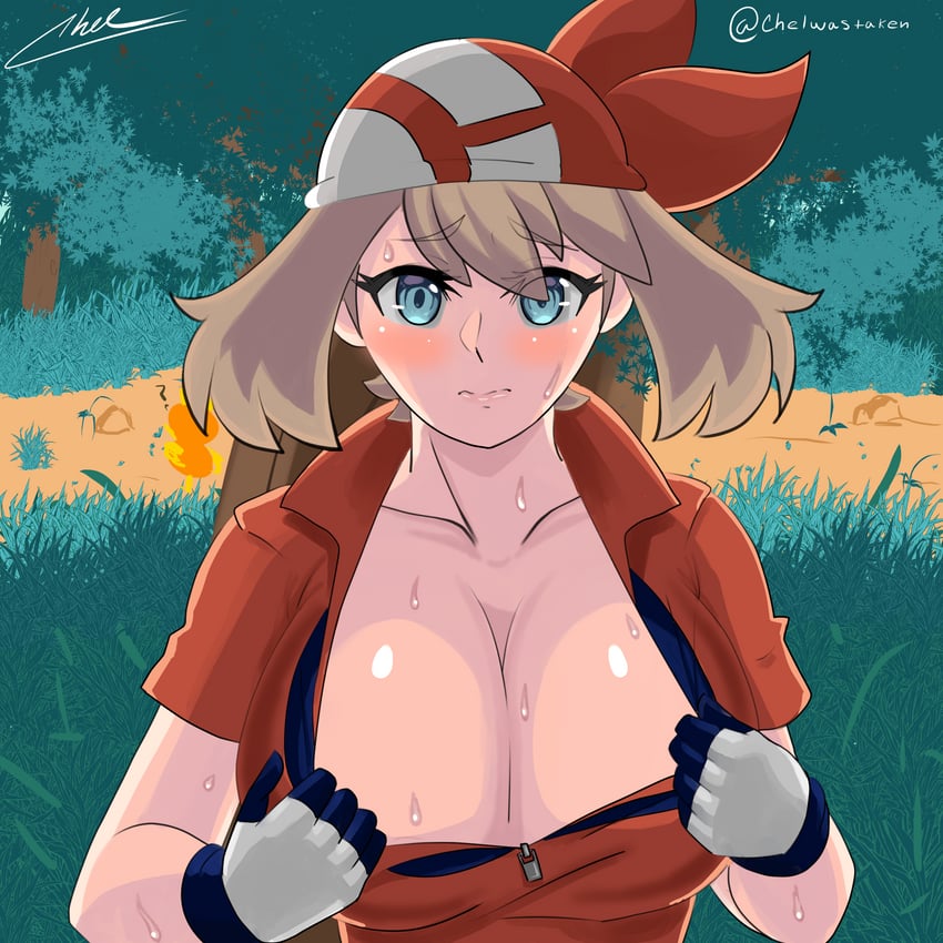 may (pokemon and 1 more) drawn by trashpcs