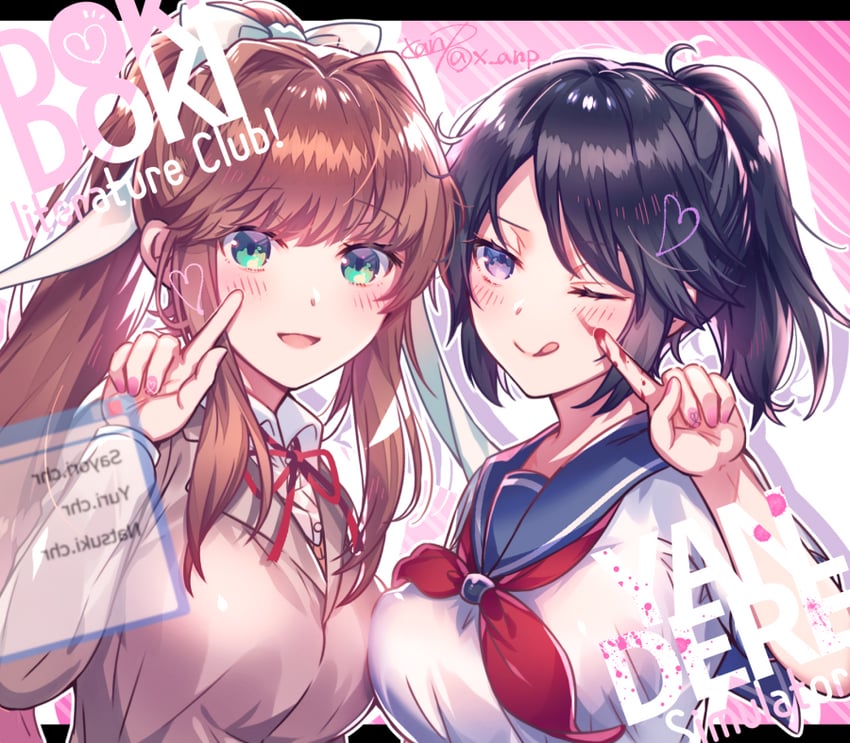 monika and ayano aishi (doki doki literature club and 1 more) drawn by yuiki_yuu