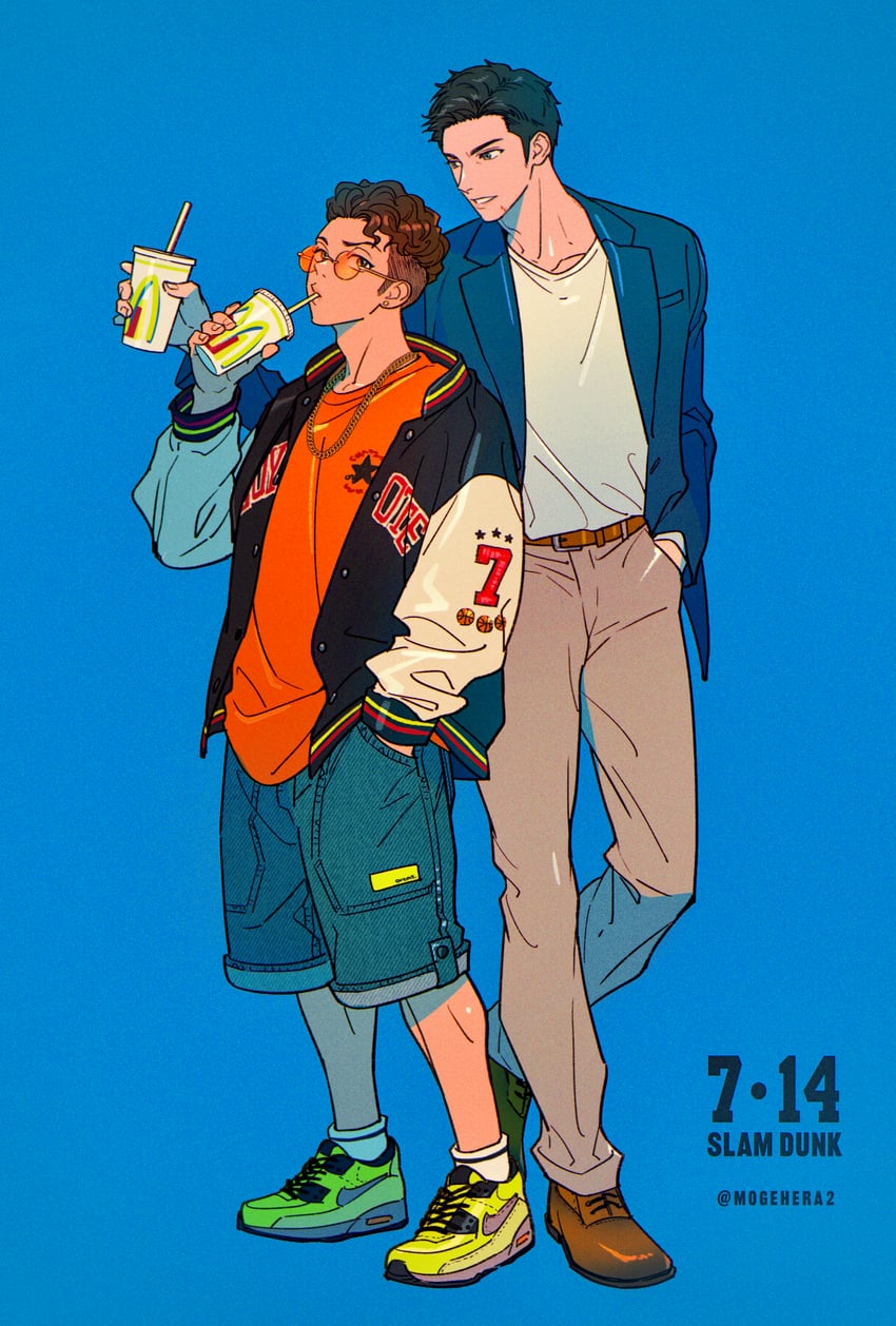 miyagi ryouta and mitsui hisashi (slam dunk) drawn by moge-hera