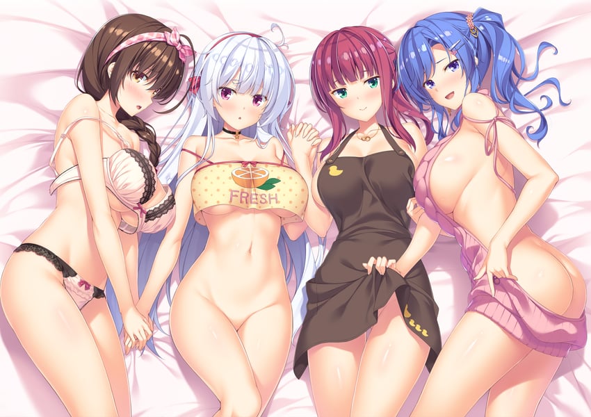 shishido manaka, kurumadani non, taira misaki, and ninagawa sakura (yuunagi-sou no s-kyuu no kanojo-tachi) drawn by hinata_nao
