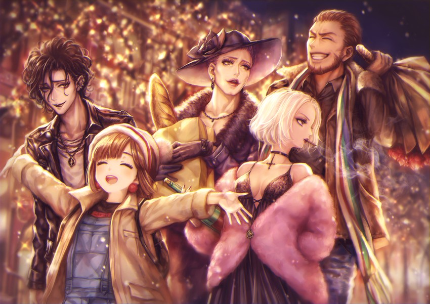 emma, susan, freddie, lillian, and hugh (jinrou judgment) drawn by murayama_(u_k)