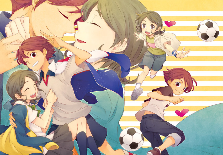 kino aki and ichinose kazuya (inazuma eleven go and 1 more) drawn by wakaya_hana