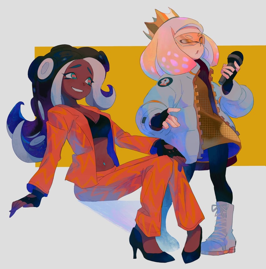marina and pearl (splatoon and 2 more) drawn by lisa_(mochii_lisa)