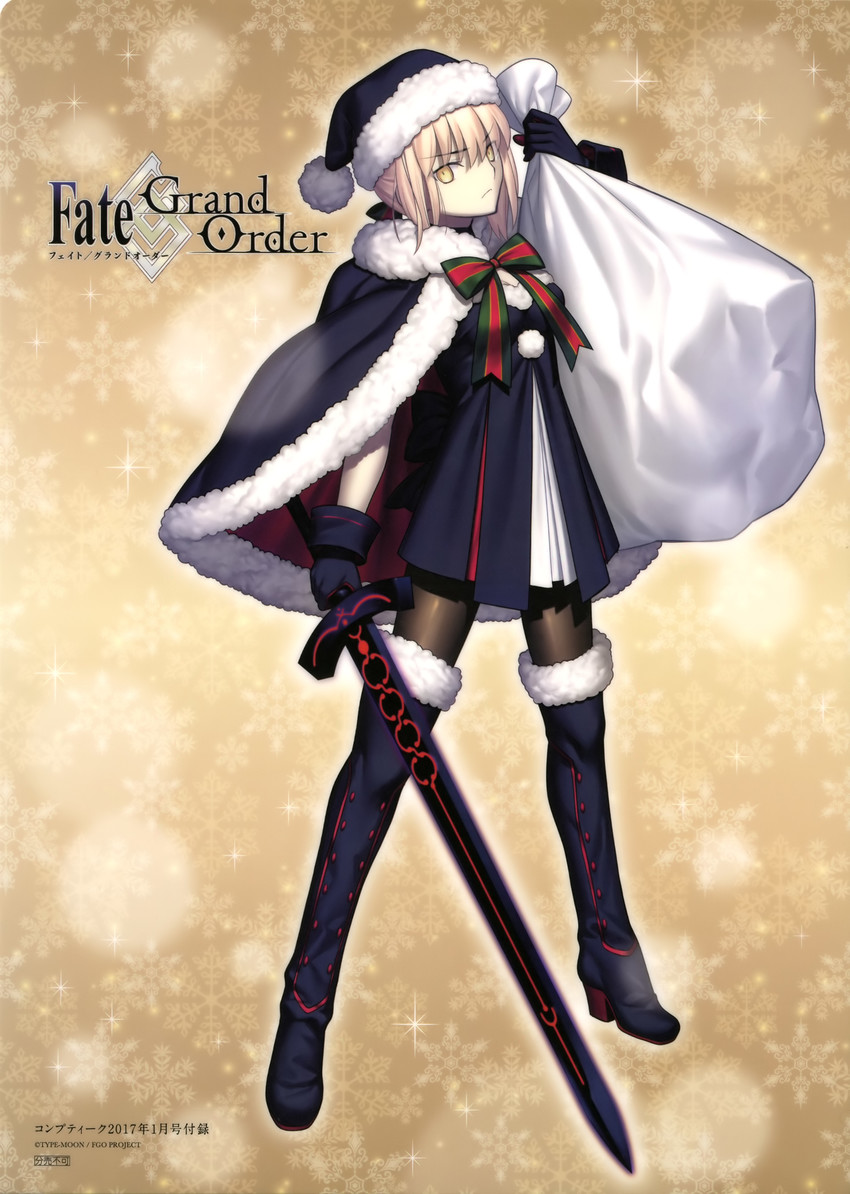 artoria pendragon, saber alter, and santa alter (fate and 1 more) drawn by takeuchi_takashi