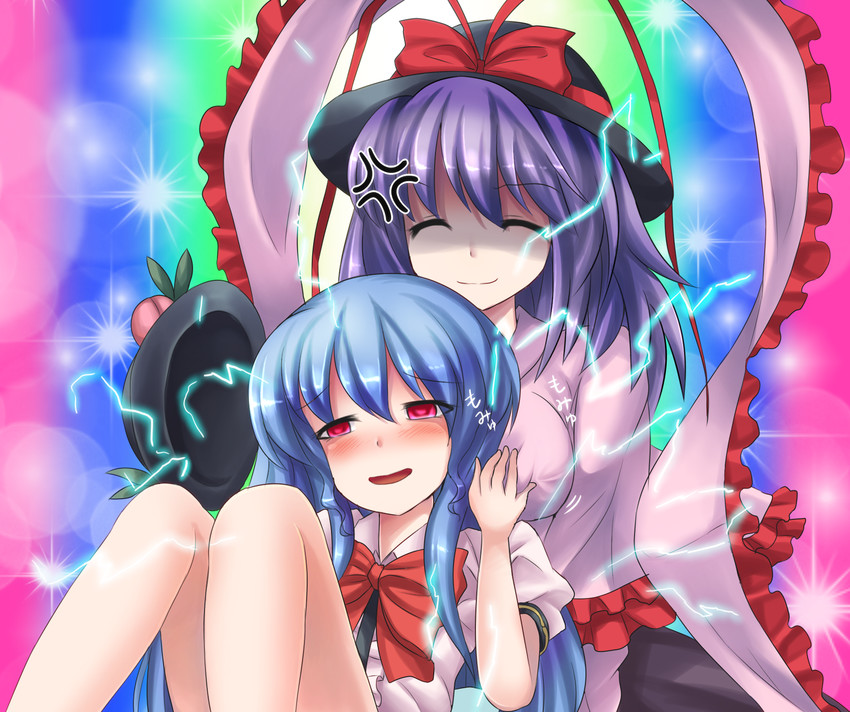 hinanawi tenshi and nagae iku (touhou) drawn by maru_daizu_(aqua6233)