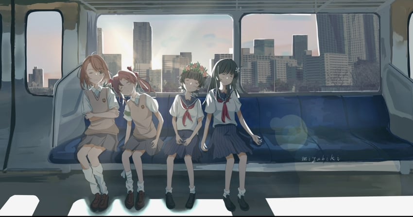misaka mikoto, shirai kuroko, saten ruiko, and uiharu kazari (toaru majutsu no index and 1 more) drawn by muzf8324