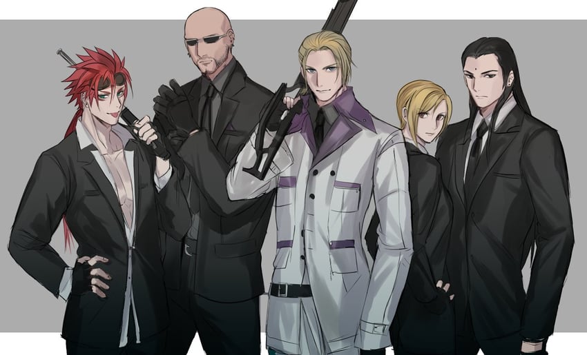 reno, tseng, rufus shinra, rude, and elena (final fantasy and 1 more) drawn by jjn_ff7