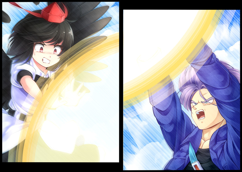 shameimaru aya and trunks (touhou and 2 more) drawn by komimiyako