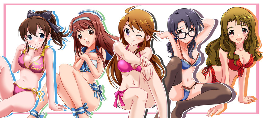 satake minako, tokoro megumi, tanaka kotoha, takayama sayoko, and miyao miya (idolmaster and 1 more) drawn by blackjunk