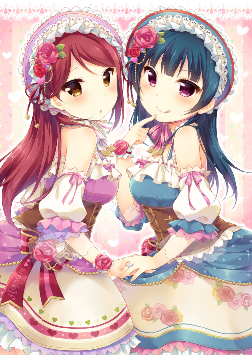 tsushima yoshiko and sakurauchi riko (love live! and 1 more) drawn by hazuki_(sutasuta)