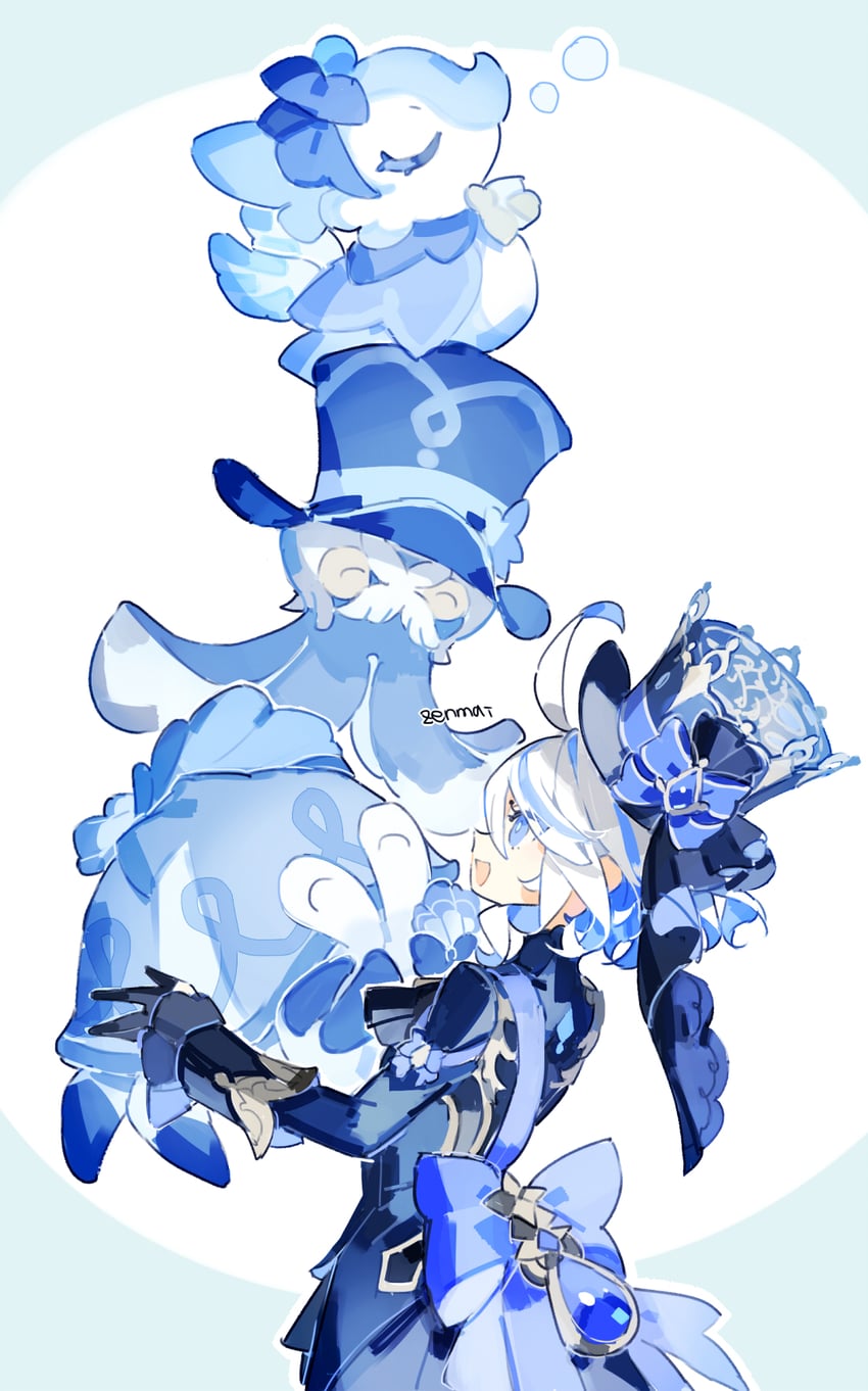 furina, surintendante chevalmarin, gentilhomme usher, and mademoiselle crabaletta (genshin impact) drawn by cyenmi3