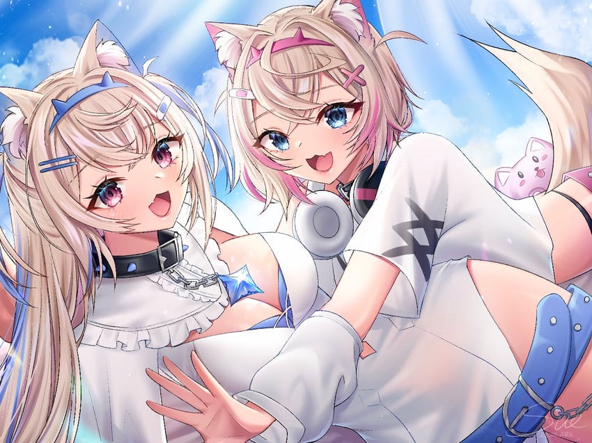 fuwawa abyssgard and mococo abyssgard (hololive and 1 more) drawn by sue_(myblackstar5)