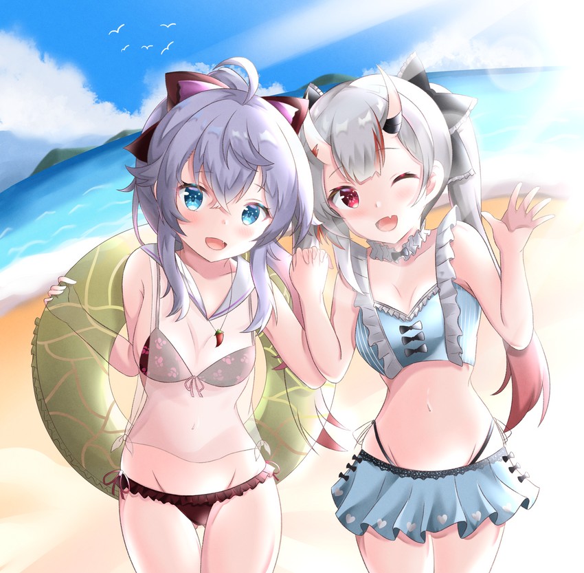 nakiri ayame and kagura nana (hololive and 1 more) drawn by hikarin0502