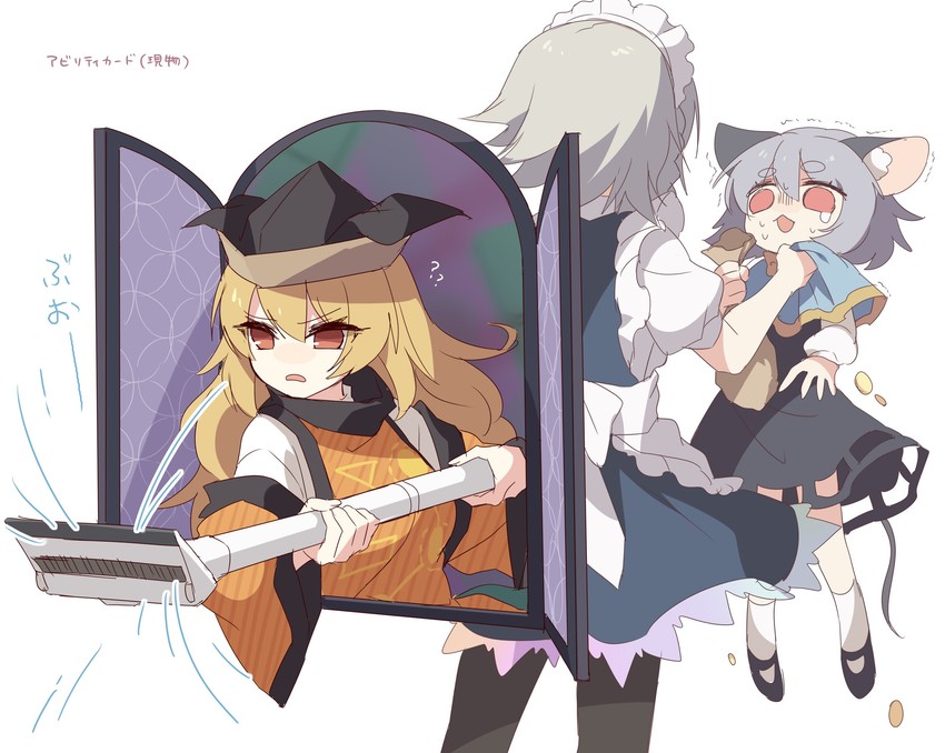izayoi sakuya, nazrin, and matara okina (touhou and 1 more) drawn by kozakura_(dictionary)