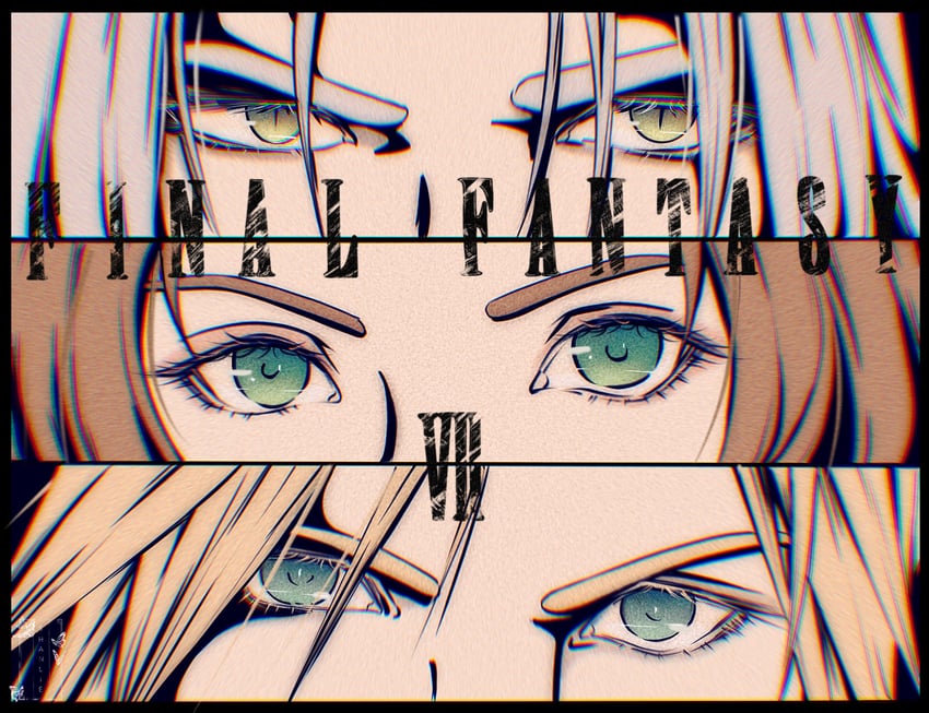cloud strife, aerith gainsborough, and sephiroth (final fantasy and 1 more) drawn by shanlieart