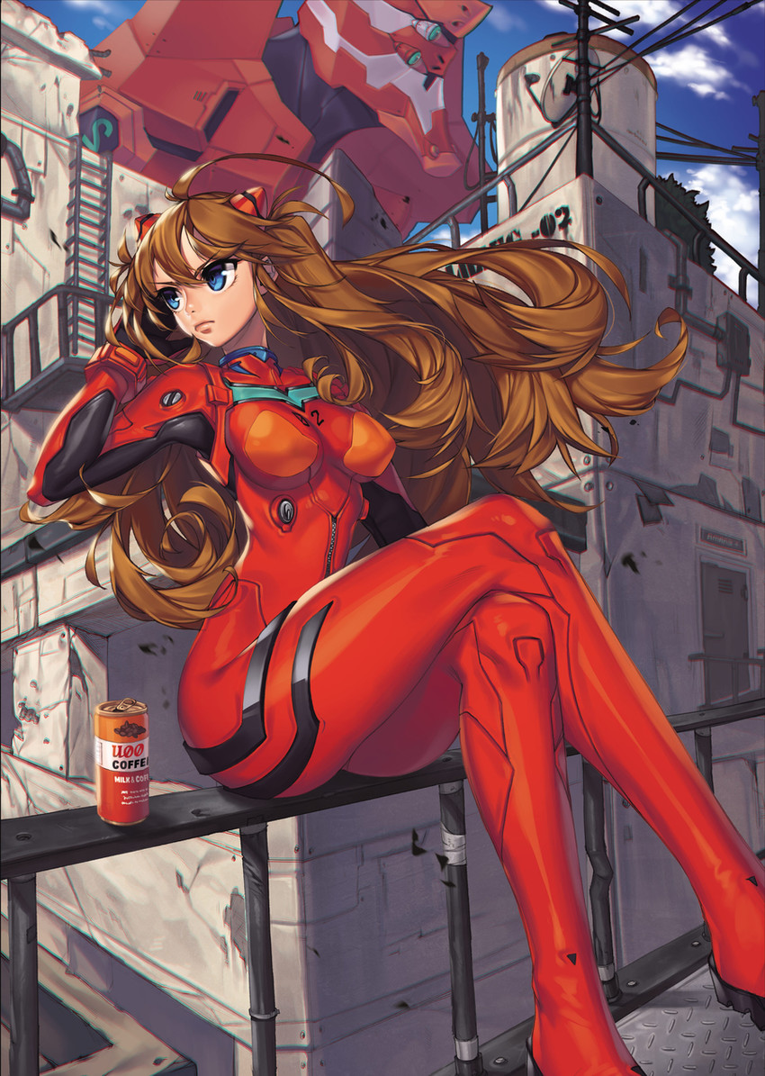 souryuu asuka langley and eva 02 (neon genesis evangelion) drawn by catcat136