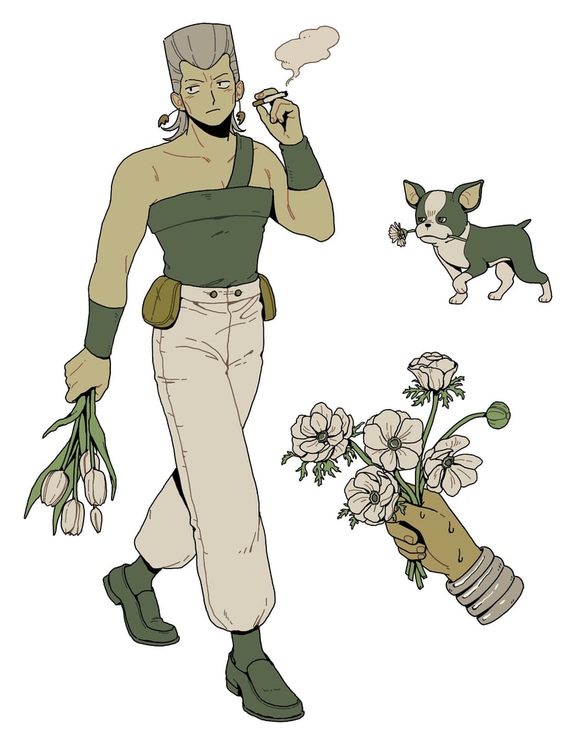 jean pierre polnareff, mohammed avdol, and iggy (jojo no kimyou na bouken and 1 more) drawn by 23011620x