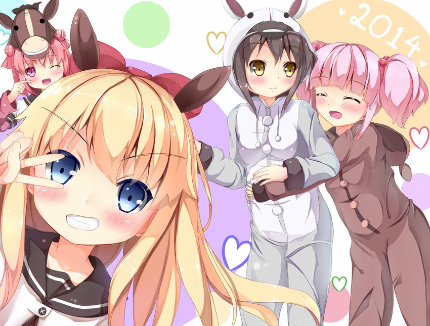 toshinou kyouko, akaza akari, funami yui, and yoshikawa chinatsu (yuruyuri) drawn by natuna_natu
