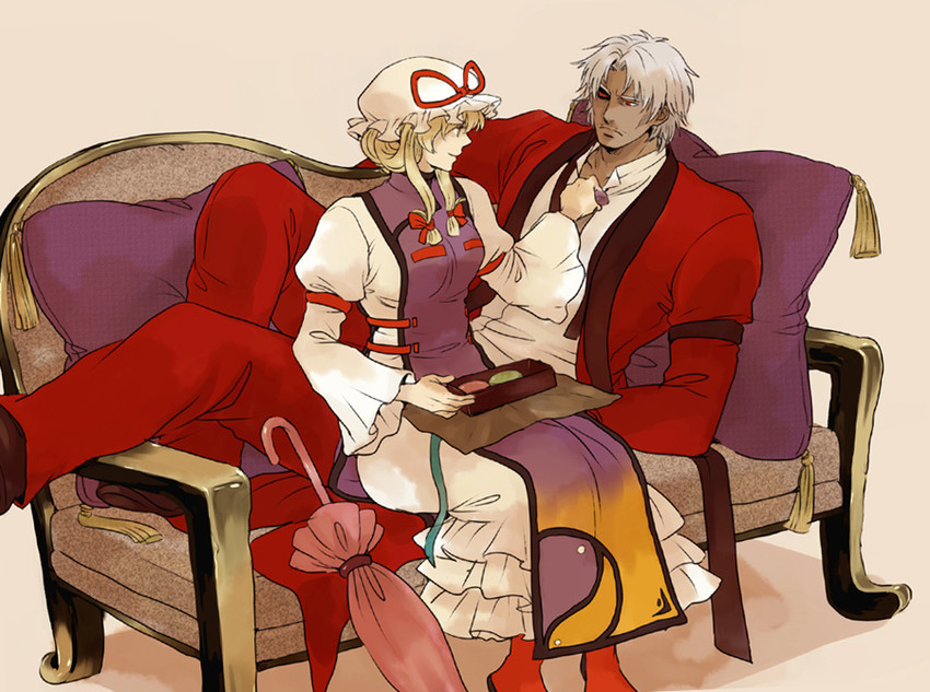 yakumo yukari, rugal bernstein, and god rugal (touhou and 3 more) drawn by emu_(losspass)