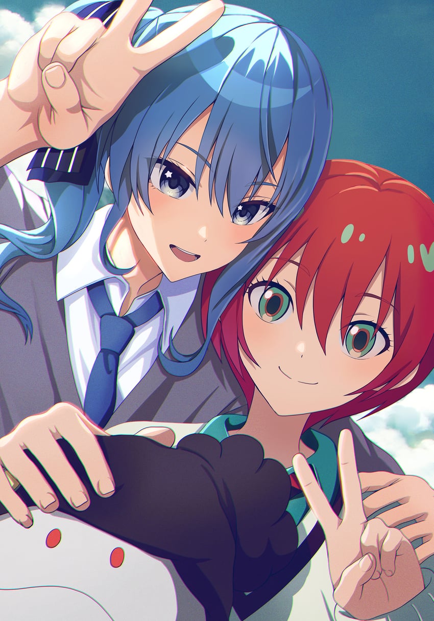hoshimachi suisei, amate yuzuriha, and haro (hololive and 2 more) drawn by konbanwa01