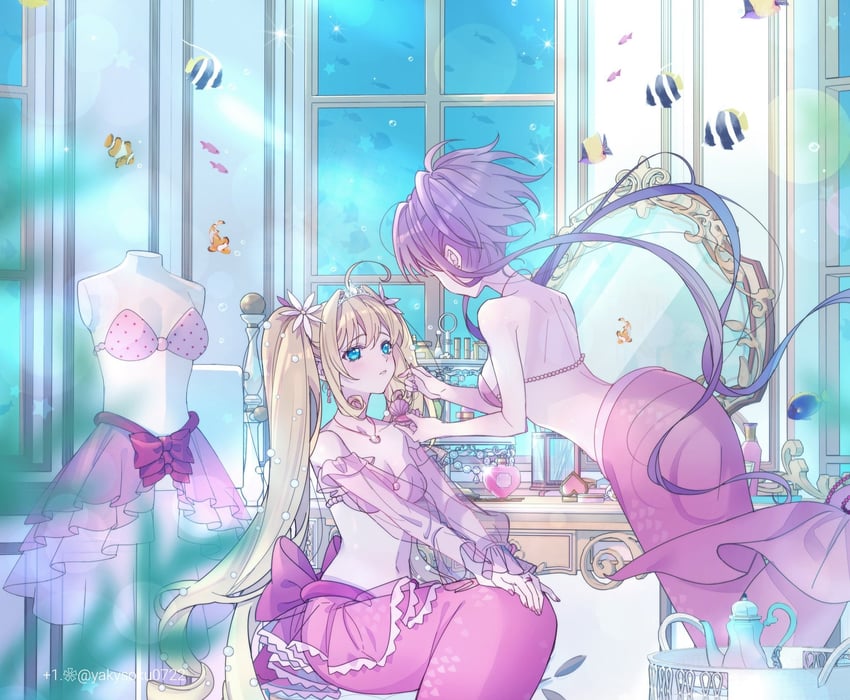 nanami lucia and nanami nikora (mermaid melody pichi pichi pitch) drawn by +1_(yakusoku0722)