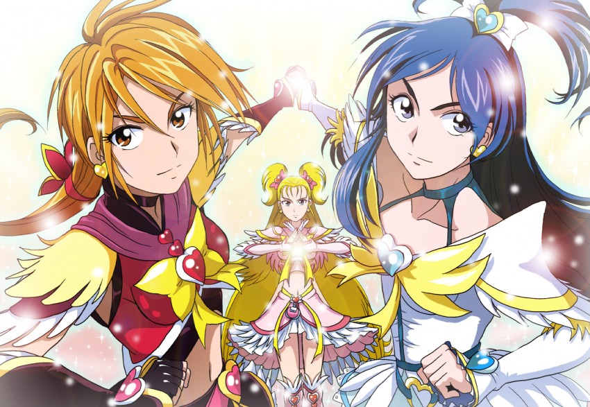 misumi nagisa, yukishiro honoka, cure black, cure white, kujou hikari, and 1 more (precure and 2 more) drawn by takaya_n