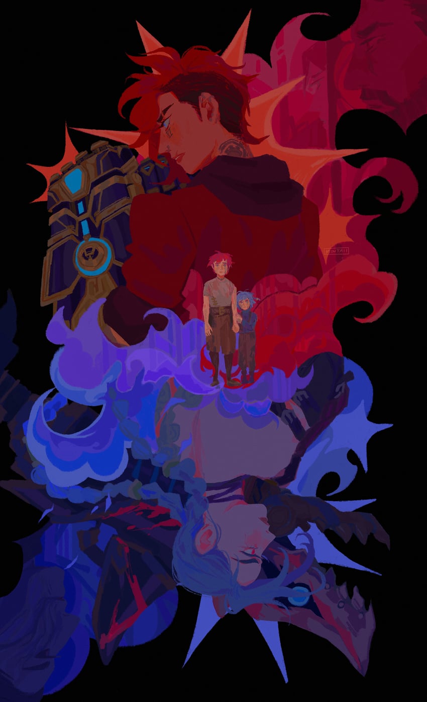 jinx, vi, caitlyn, arcane jinx, arcane vi, and 4 more (league of legends and 1 more) drawn by spearmintaii